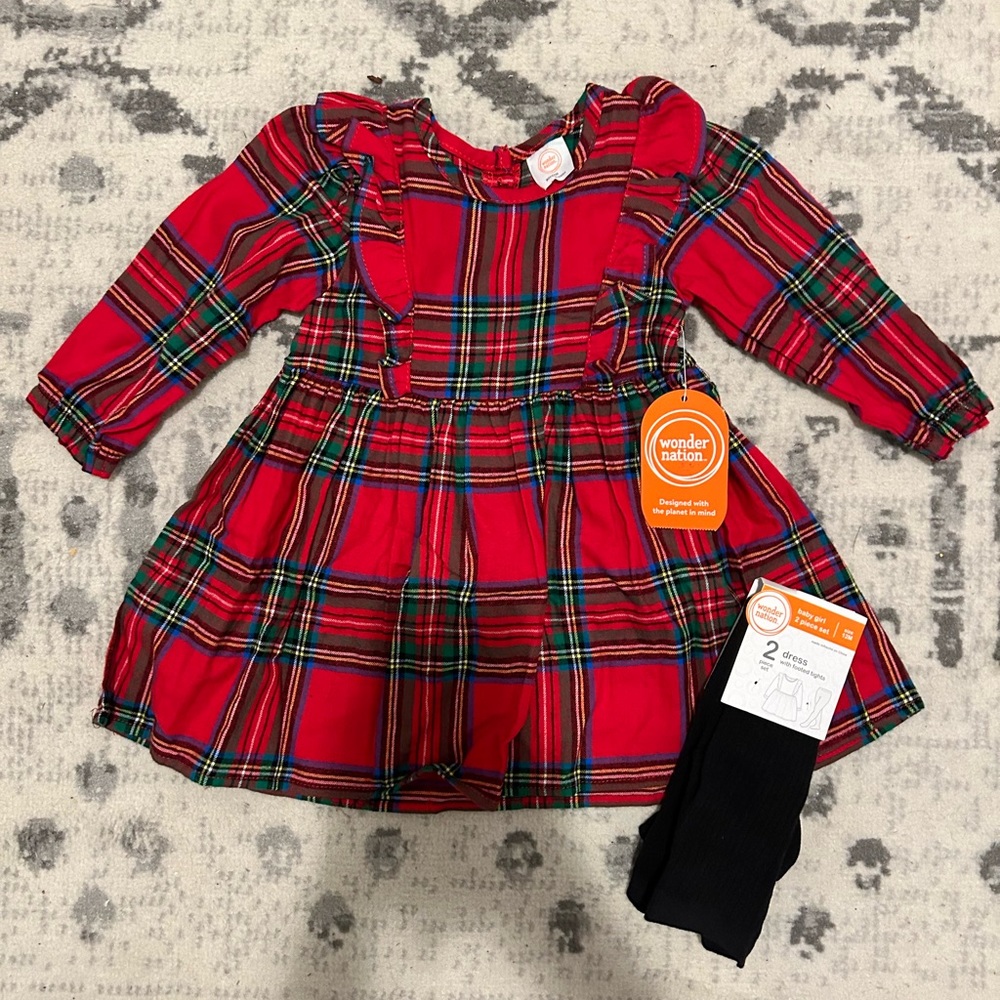 NWT 12 Month Tartan Shirt with Leggings